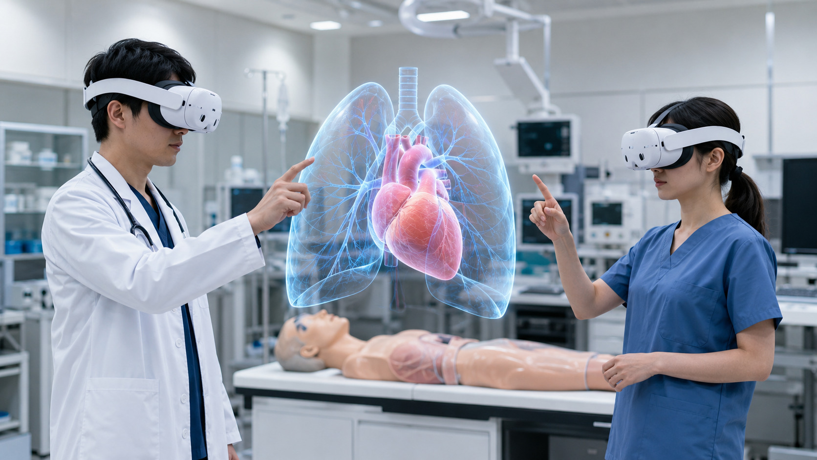 医療・介護でのMR研修イメージ｜医師が3D解剖モデルをMRで確認
