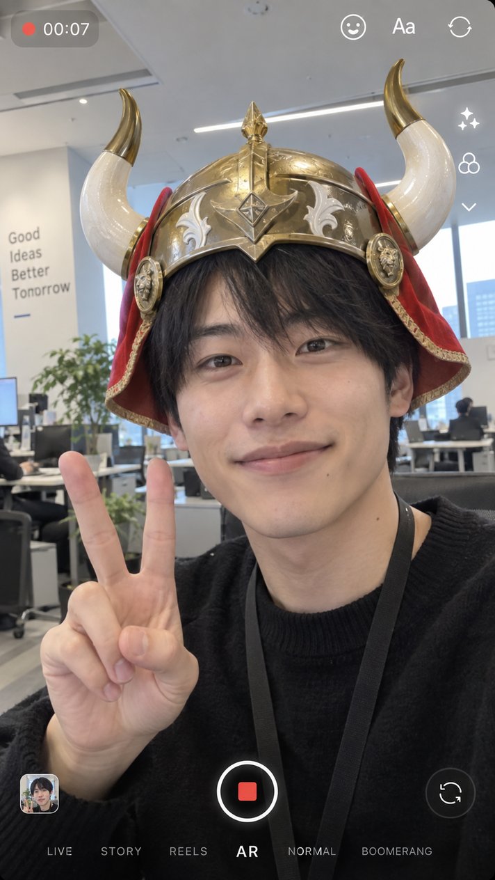 顔認識型AR バイキングヘルメットWebAR|WebAR制作事例
