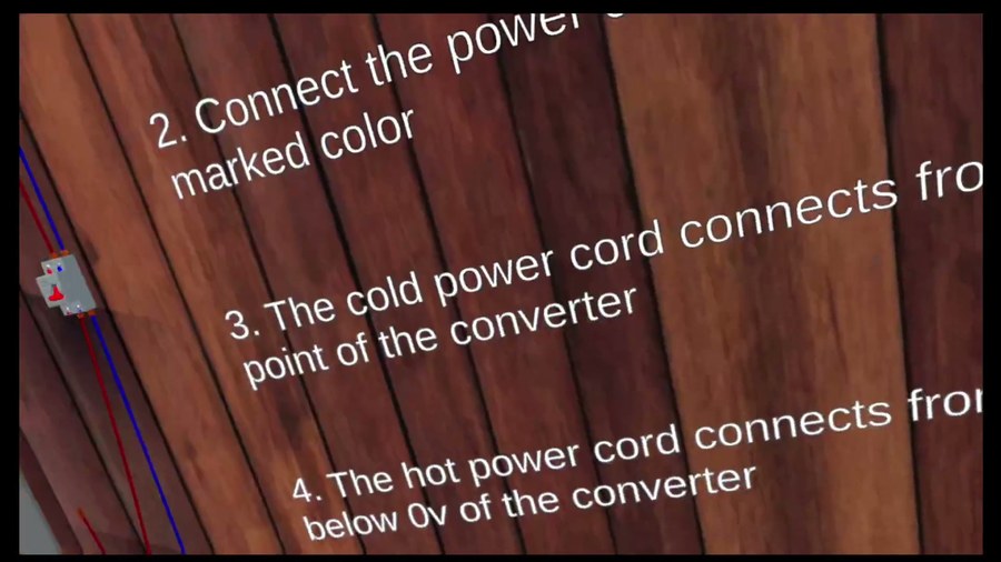 感電防止用遮断器VRの英語版。作業手順が英語で3項目表示されている画面