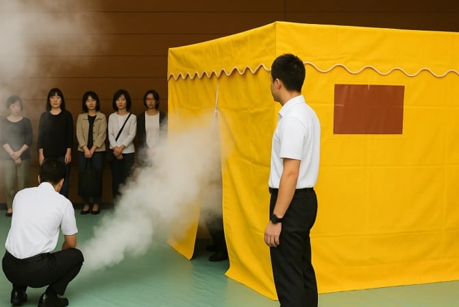 防災訓練　煙体験