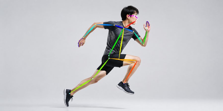 人物の全身の骨格・関節を検出して動作を解析するイメージ